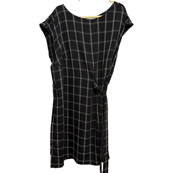 Loft Plus Black & White Plaid Tie-Waist Dress Size 18 - Picture 1 of 6